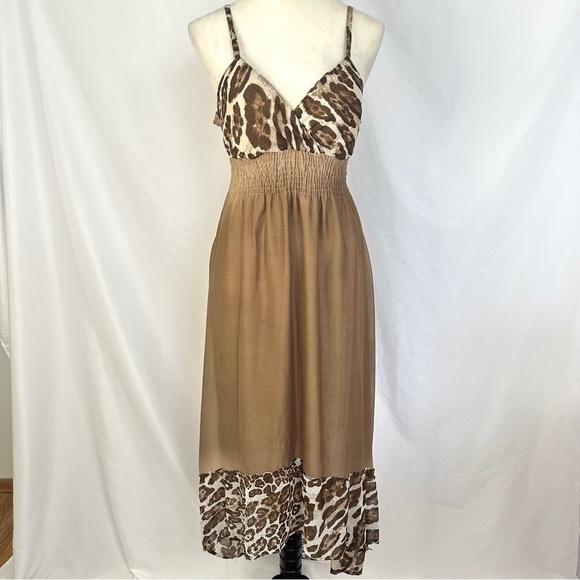 Dots Dress‎ Sleeveless High Low Hem Dress Womens Size Medium Sexy Feminine Brown - Picture 1 of 9